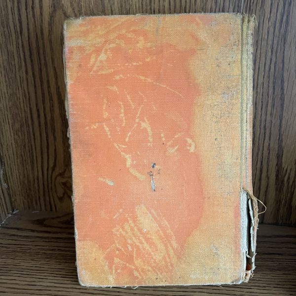 Orange raggedy book with rip in spine